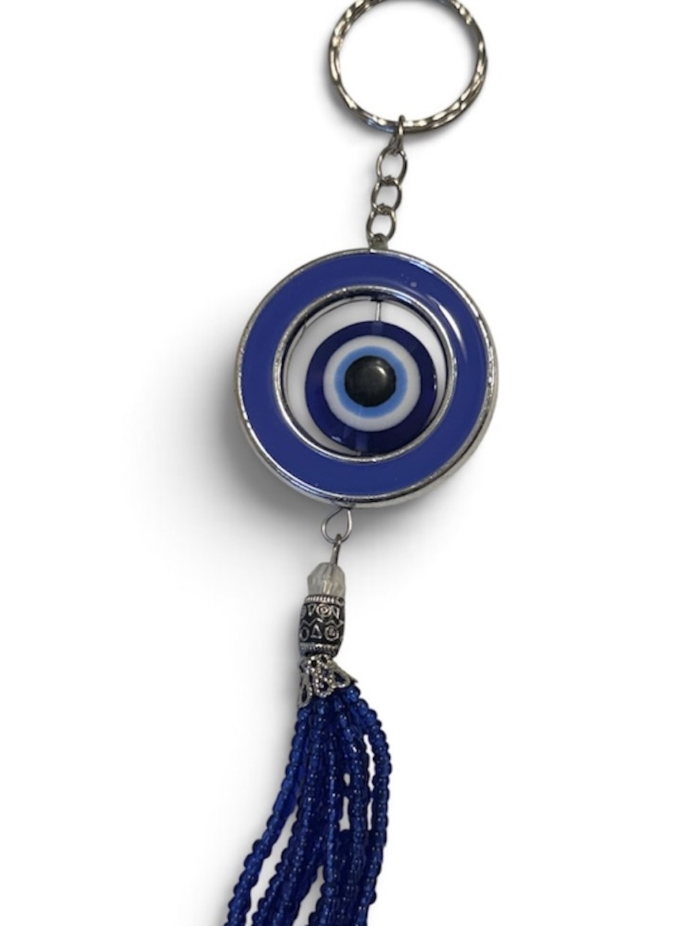 Blue Evil Eye Tassel Keychain Necklace - Women Jewelry